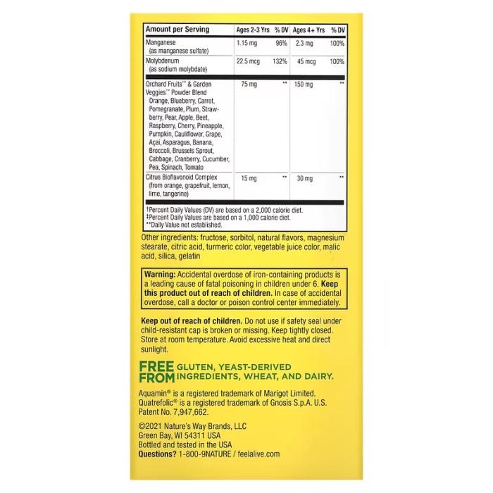 Вітаміни та мінерали Nature's Way Alive! Kids Chewable Multivitamin, 120 жувальних таблеток Апельсин-ягоди