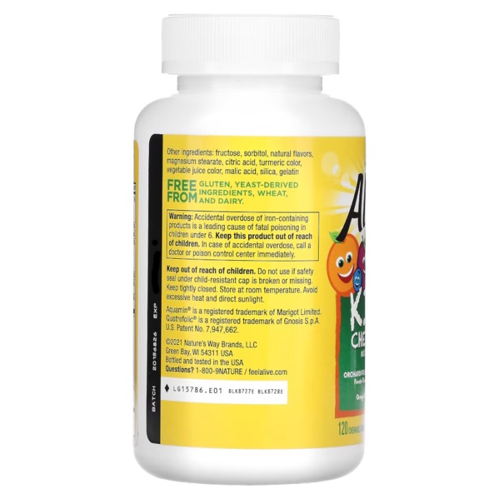 Вітаміни та мінерали Nature's Way Alive! Kids Chewable Multivitamin, 120 жувальних таблеток Апельсин-ягоди