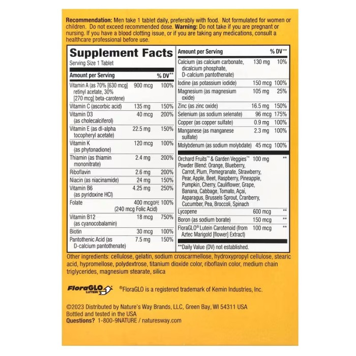 Витамины и минералы Nature's Way Alive! Men's Complete Multivitamin, 50 таблеток