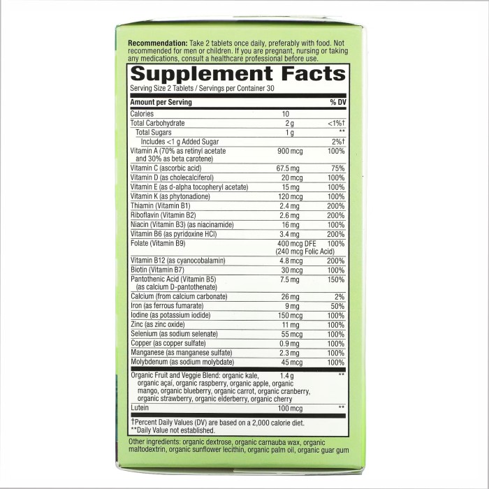 Alive Organic Garden Goodness Women - 60 таблеток