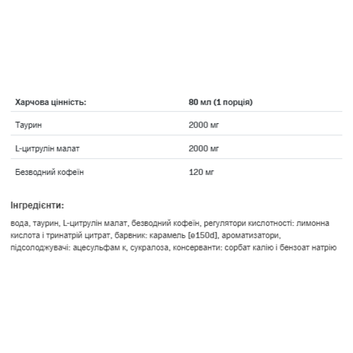 Енергетичний шоковий постріл - 80 мл
