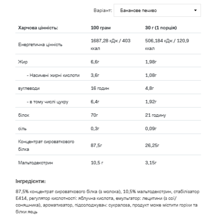 Сироватковий протеїн - 2270 г бананово-печиво
