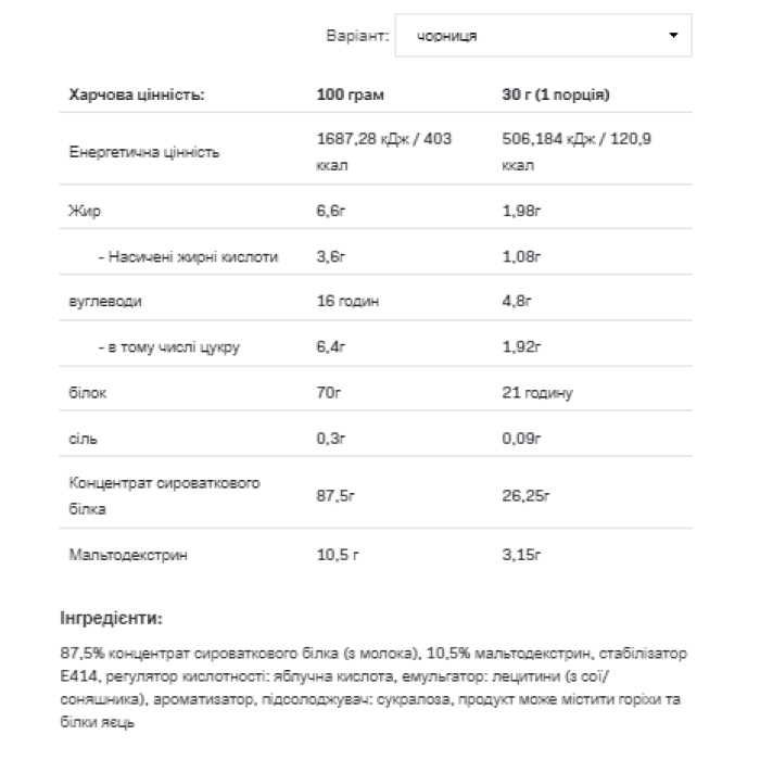 Сироватковий протеїн - 2270 г чорниці