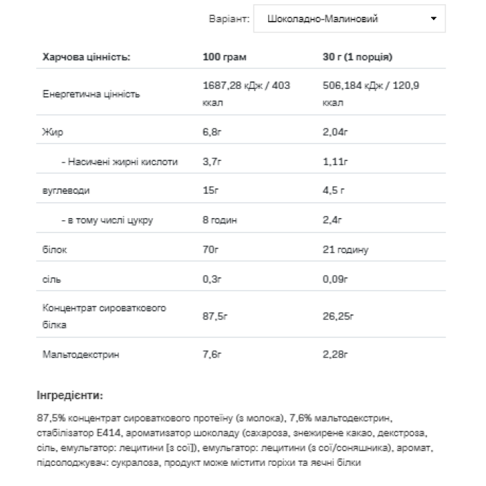 Сироватковий протеїн - 2270 г Шоколадно-малиновий