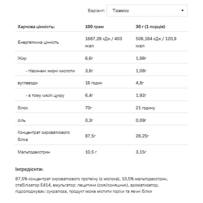 Сироватковий протеїн - 2270 г Тірамісу
