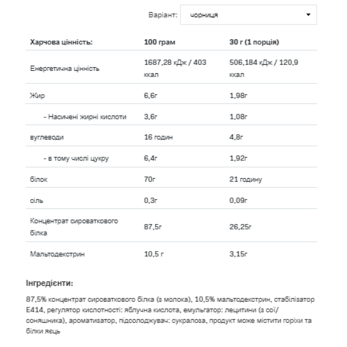 Сироватковий протеїн - 908 г чорниці