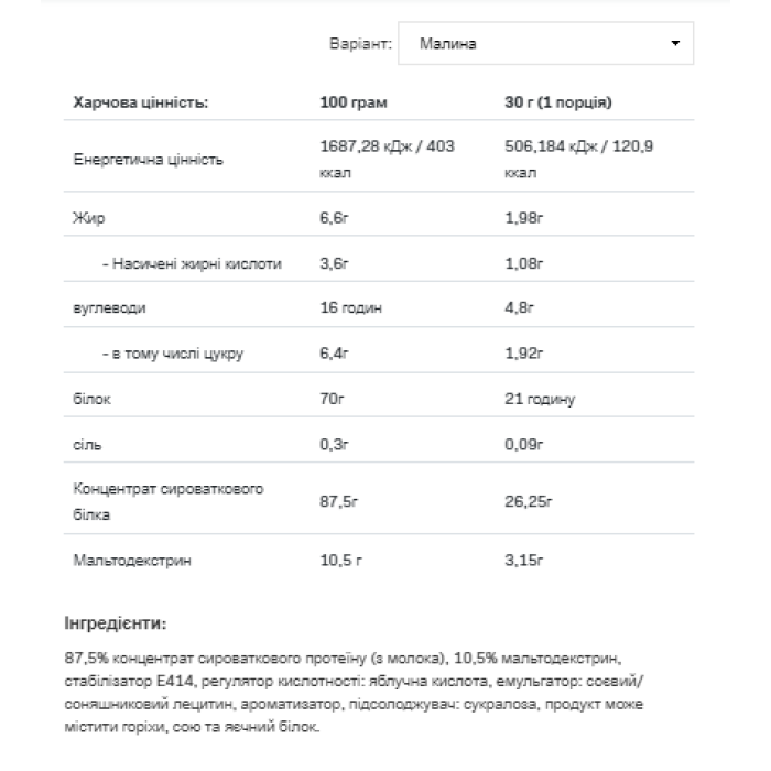 Сироватковий протеїн - 908 г малини