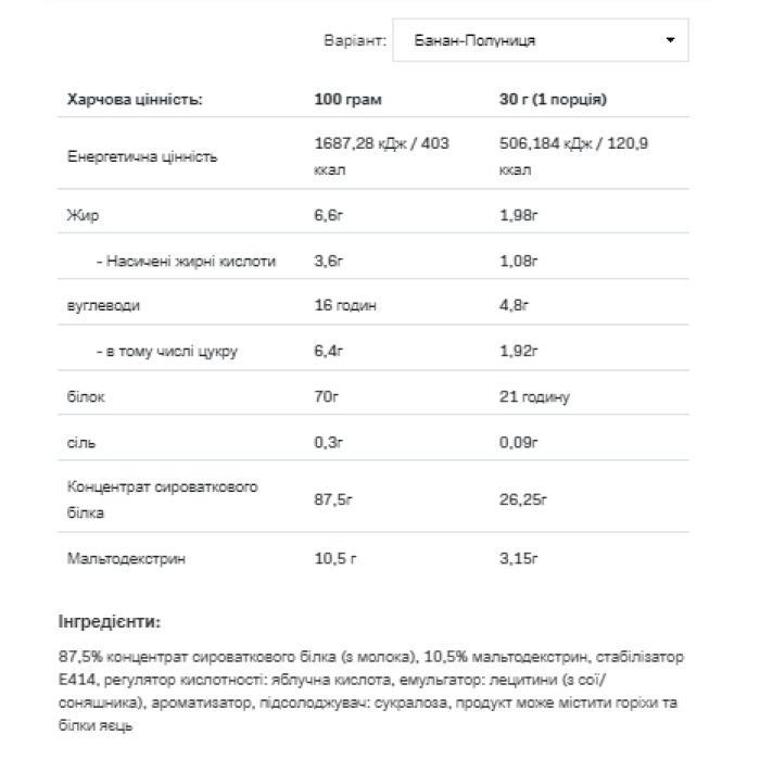 Сироватковий протеїн - 908 г полуниці-банана