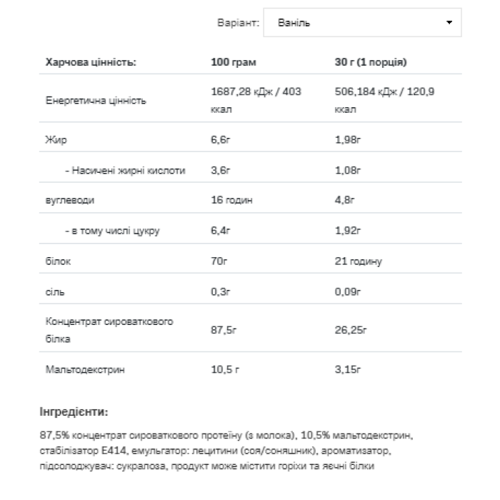 Сироватковий протеїн - 908 г ванілі