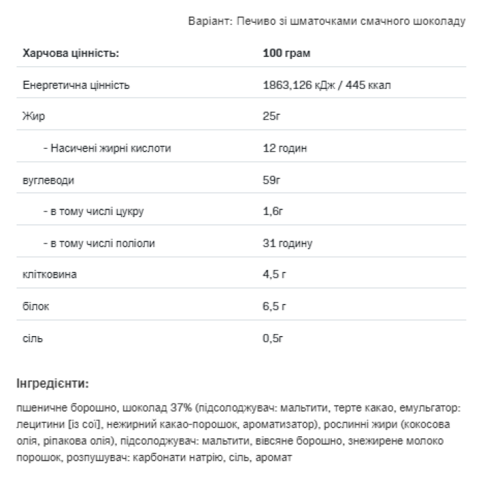Печиво Fitking Delicious - 135 г з шоколадною крихтою