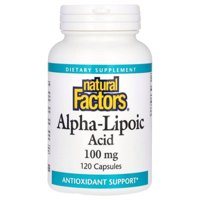 Натуральна добавка Natural Factors Alpha-Lipoic Acid 100 mg, 120 капсул