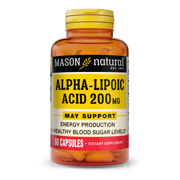 Натуральна добавка Mason Natural Alpha-Lipoic Acid 200 mg, 60 капсул
