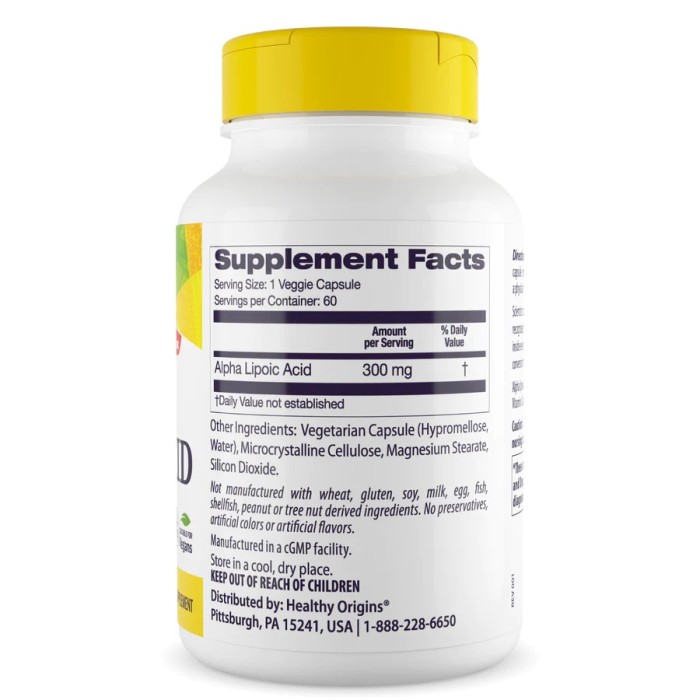 Натуральна добавка Healthy Origins Alpha Lipoic Acid 300 mg, 150 вегакапсул