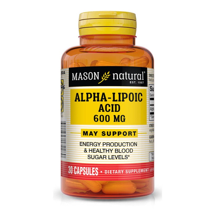 Натуральна добавка Mason Natural Alpha-Lipoic Acid 600 mg, 30 капсул
