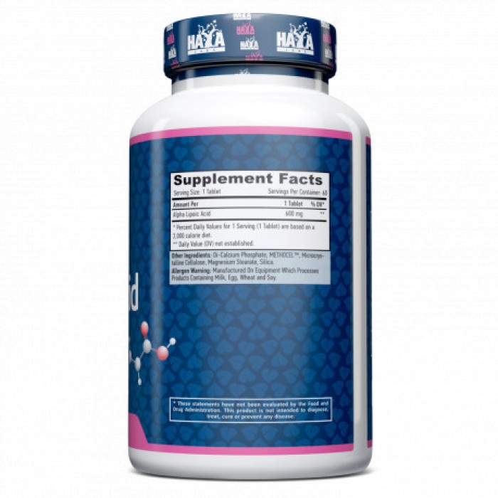 Натуральна добавка Haya Labs Alpha Lipoic Acid 600 mg, 60 таблеток