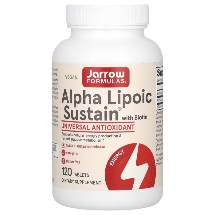 Натуральна добавка Jarrow Formulas Alpha Lipoic Sustain with Biotin, 60 таблеток