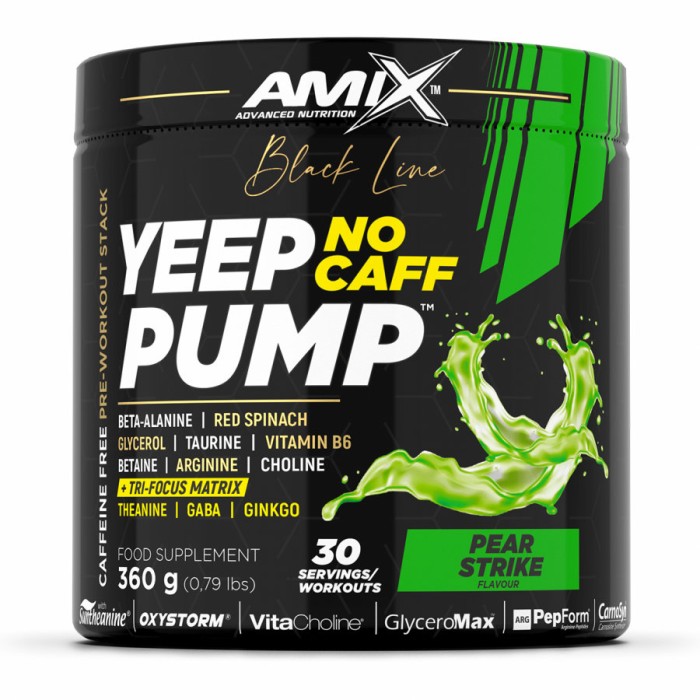 Предтренировочный комплекс Amix Nutrition Black Line Yeep Pump NO CAFF, 360 грамм Pear Strike
