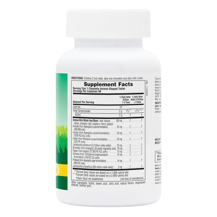 Пробіотики і пребіотики Natures Plus Animal Parade Children's Tummy Zume, 90 жувальних таблеток Тропічні фрукти