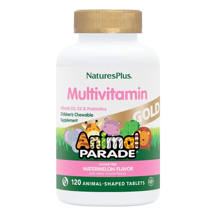 Витамины и минералы Natures Plus Animal Parade Gold, 120 жевательных таблеток Арбуз