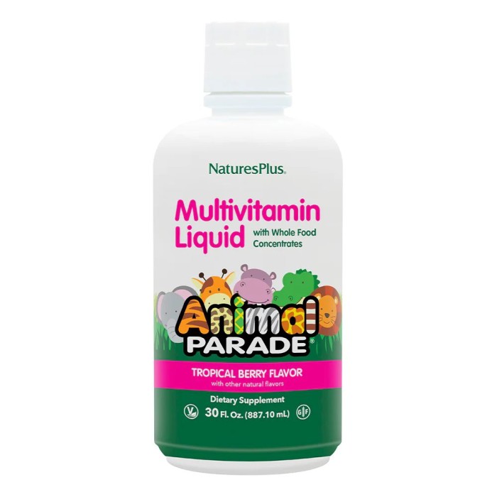 Вітаміни та мінерали Natures Plus Animal Parade Miltivitamin Liquid, 887 мл Тропічна ягода