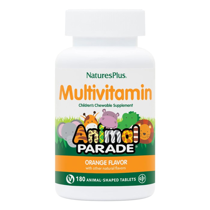 Витамины и минералы Natures Plus Animal Parade Children's Multivitamin, 180 жевательных таблеток Апельсин
