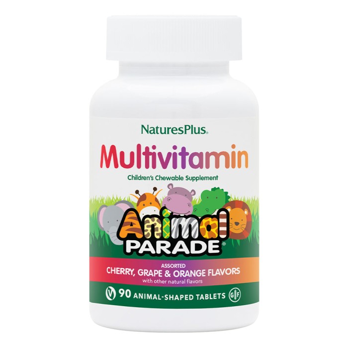 Вітаміни та мінерали Natures Plus Animal Parade Children's Multivitamin, 90 жувальних таблеток Асорті смаків