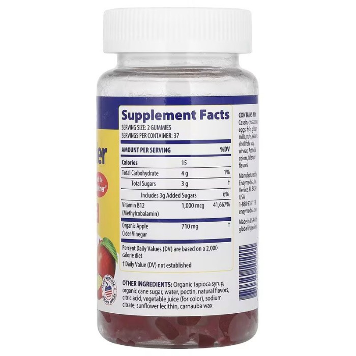 Натуральна добавка Enzymedica Apple Cider Vinegar, 74 желейки