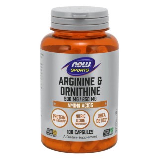 Амінокислота NOW Sports Arginine & Ornithine, 100 капсул