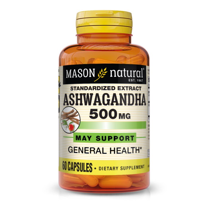 Естественная добавка Mason Natural Ashwagandha 500 mg, 60 капсул