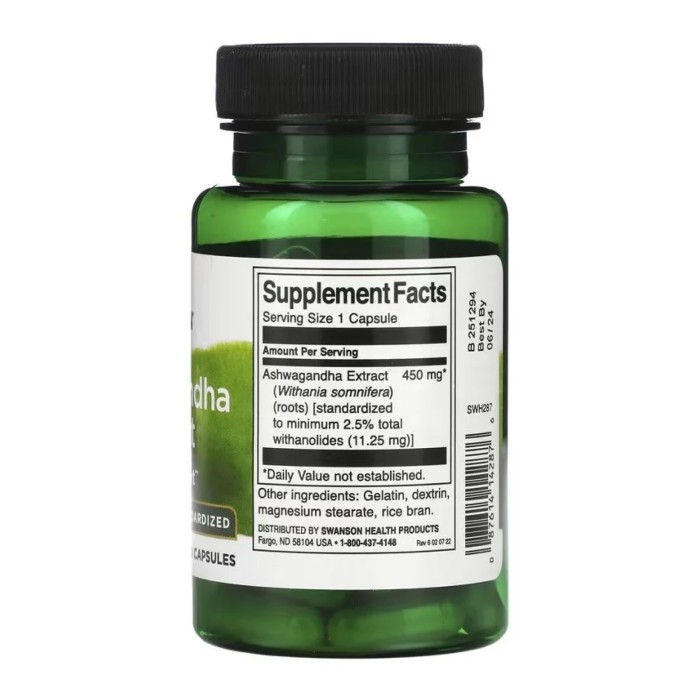 Екстракт ашваганди стандартизований 450 мг - 60 капсул