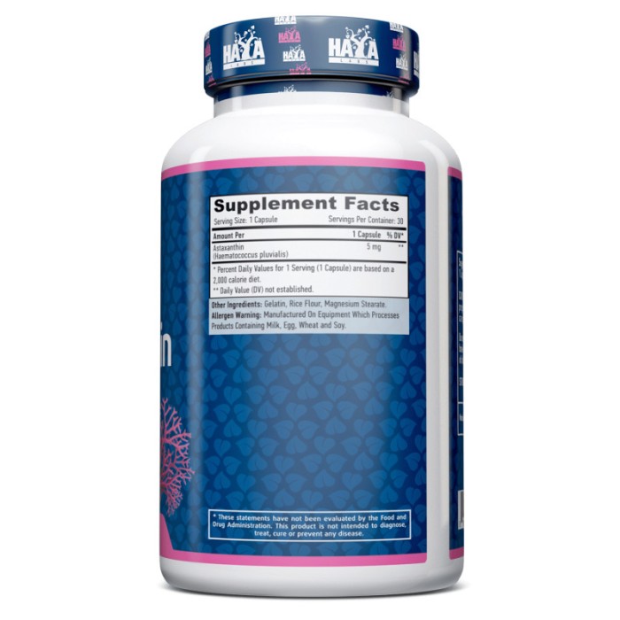 Натуральна добавка Haya Labs Astaxanthin 5 mg, 30 капсул