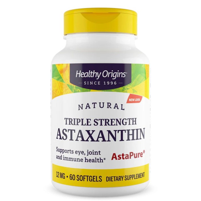Натуральна добавка Healthy Origins Astaxanthin Triple Strength 12 mg, 60 капсул