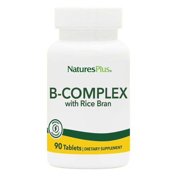 Вітаміни та мінерали Natures Plus B-Complex with Rice Bran, 90 таблеток