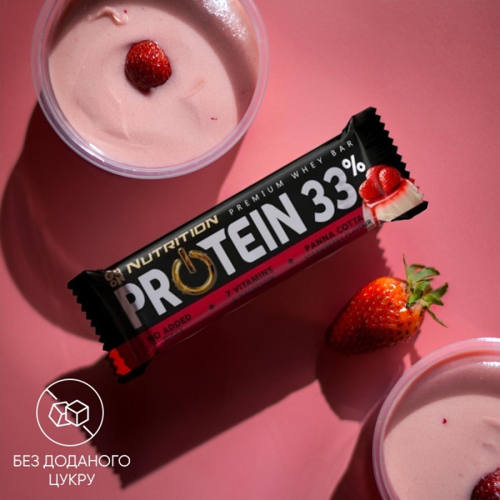 Батончик GoOn Protein 33%, 50 грам Панакотта-полуниця