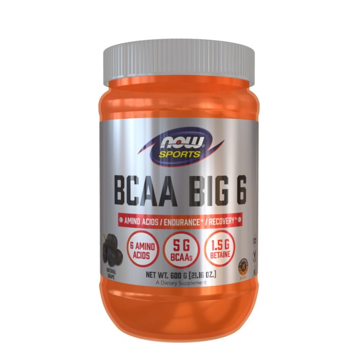 Амінокислота NOW Sports BCAA Big 6 Powder, 600 грам Виноград