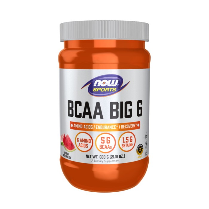 Амінокислота NOW Sports BCAA Big 6 Powder, 600 грам Кавун