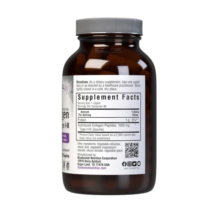 Препарат для суглобів і зв'язок Bluebonnet Beautiful Ally Collagen Type I + III, 90 каплет