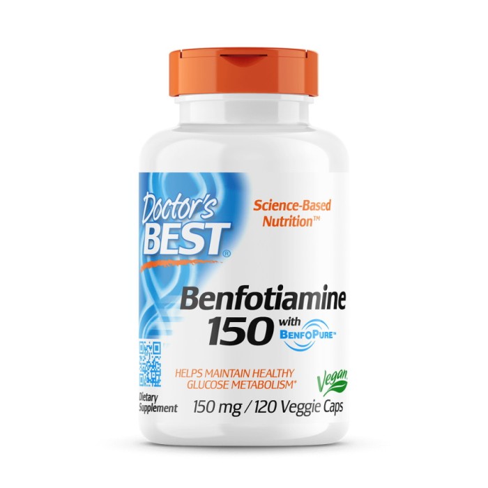 Витамины и минералы Doctor's Best Benfotiamine 150 mg, 120 вегакапсул