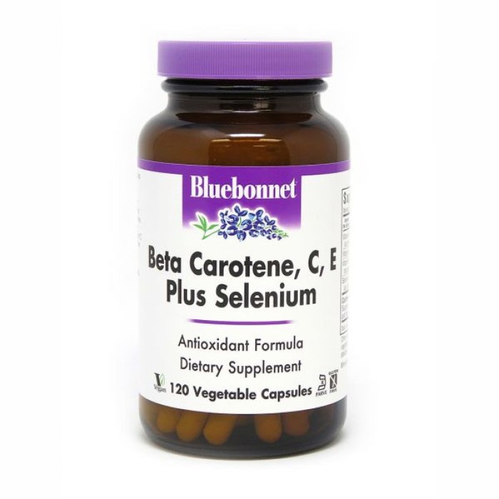 Витамины и минералы Bluebonnet Beta Carotene, C, E Plus Selenium, 120 вегакапсул