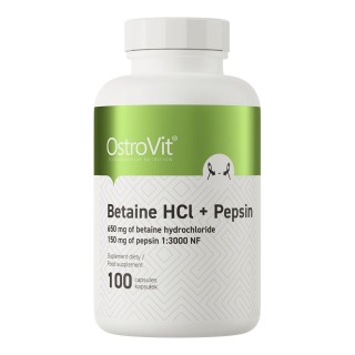 Натуральна добавка OstroVit Betaine HCl + Pepsin, 100 капсул