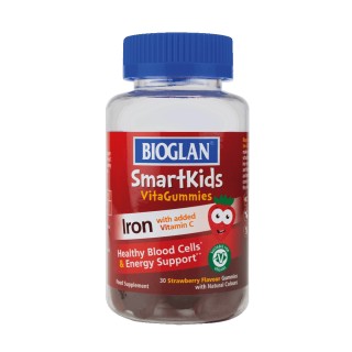 Вітаміни та мінерали Bioglan Smartkids Iron + Vitamin C, 30 желейок Полуниця