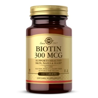 Вітаміни та мінерали Solgar Biotin 300 mcg, 100 таблеток