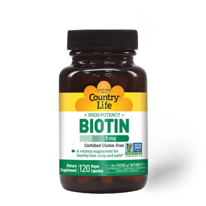 Вітаміни та мінерали Country Life High Potency Biotin 5 mg, 120 капсул