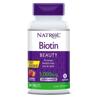 Вітаміни та мінерали Natrol Biotin 5000 mcg, 90 таблеток - полуниця