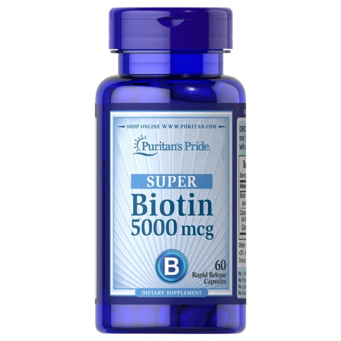 Вітаміни та мінерали Puritan's Pride Biotin 5000mcg, 60 капсул