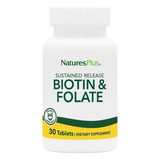 Вітаміни та мінерали Natures Plus Biotin and Folate, 30 таблеток