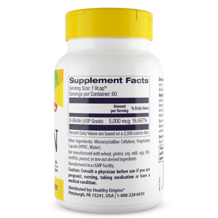 Витамины и минералы Healthy Origins Biotin High Potency 5000 mcg, 360 вегакапсул