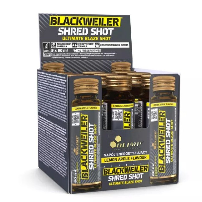 Передтренувальний комплекс Olimp BlackWeiler Shred Shot СКЛО, 9*60 мл Лимон-яблуко