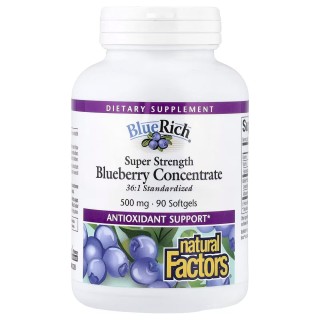 Натуральна добавка Natural Factors BlueRich Super Strength Bluberry Concentrate, 90 капсул