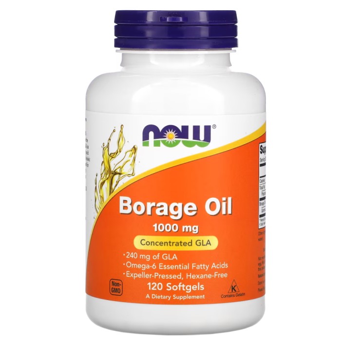 Жирні кислоти NOW Borage Oil 1000 mg, 120 капсул